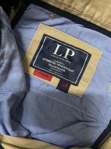 Louis Philippe Men's Beige Chinos