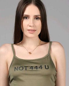 Shein Spaghetti Strap Typographic Print Crop Cami