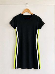 Casual Black & Neon Stripe Mini Dress