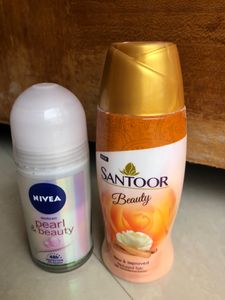 Santoor Talcum Power &amp;Nivea Body Deodorant