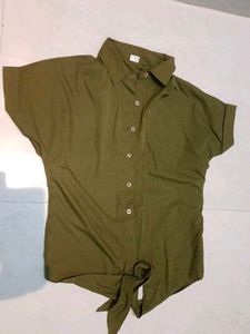 Olive Green Button-Up Shirt