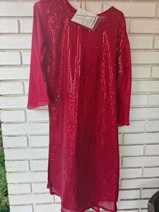 Maroon Sequinned Kurta Set with Sharara