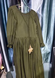 Olive Green Embellished Maxi Gown and white full e