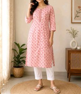 Pink  Cotton Kurta FREE pads