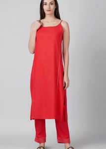 Vibrant Red Kurta Set with Pants
