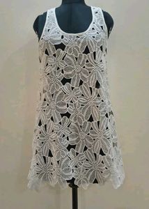 White Lace Floral Tunic Top