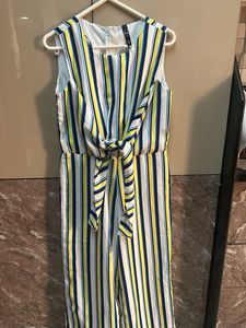 Striped Jumpsuit with Tie Front