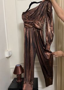 Metallic look One-Shoulder Jumpsuit