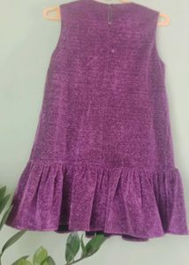 Chic Purple Textured Sleeveless Dress.length 29 in
