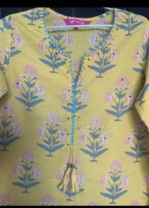 Yellow Printed Kurta