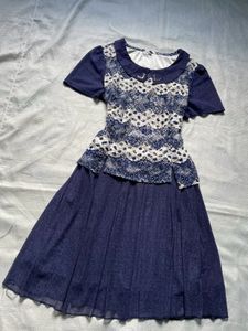 Blue &amp; White Lace Dress