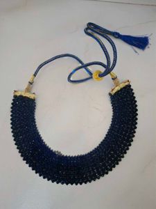 Sparkling Dark Blue Beaded Necklace