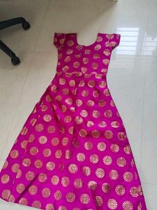 Pink &amp; Gold Anarkali Dress