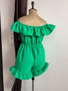 Green Ruffled Playsuit