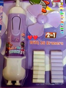 Electric Erasers for Kids with Fan,16 Refills