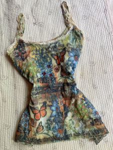 sheer vintage floral cami top