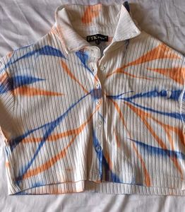 Ribbed Tie-Dye Long Sleeve Top