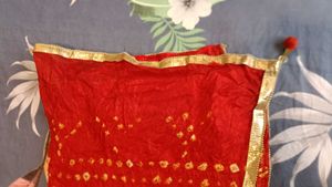 Vibrant Bandhani Dupatta with Golden Border