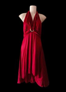 Elegant Red Halter Midi Dress