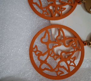 Anti tarnish Orange Butterfly Hoop Earrings