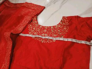 Red Anarkali Kurta with Dupatta Set