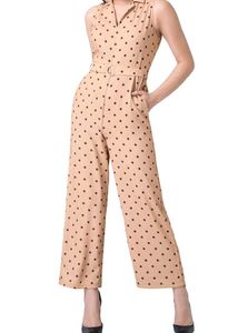 FABALLEY Polka Dot Belted Jumpsuit | size : L