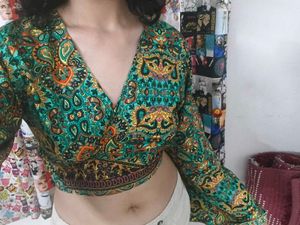 Boho Paisley Print Wrap Crop Top