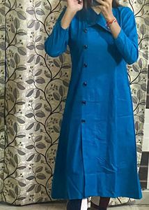 Teal Button-Down Dress Without Belt