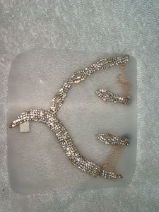 Sparkling Rhinestone Necklace and Earring Set