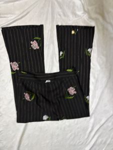 Y2K Embroidered Pinstripe Flare Pants