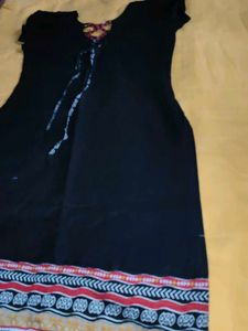 Stylish Black Dress with Bohemian Border