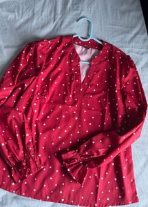 Red Heart Print Top
