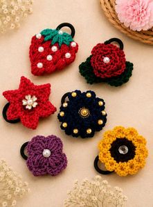 Handmade Crochet Hair Accessories - 6 Pcs