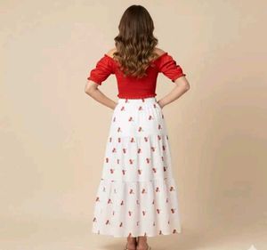 Cute Cherry Print Tiered Skirt