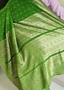 Elegant Green Silk Saree with Intricate Motifs