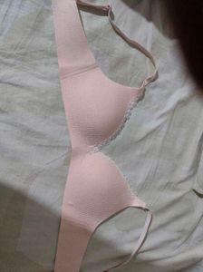 Comfortable Pink Ribbed Bra