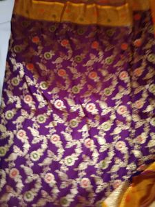 unused saree Wine And Orange Banarasi Silk Sare