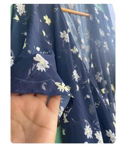 Navy Floral Print Wrap Maxi Dress