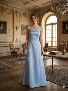 Elegant Strapless Blue Maxi cinderella  Dress