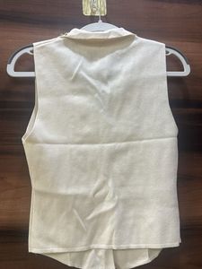 Embellished Collared Sleeveless Top