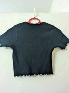 Black Ribbed Knit Top