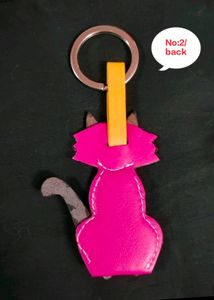 Imported Pure Leather CAT/MEOW/KITTEN Keychain
