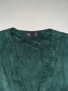 Stylish Green Suede Wrap Dress
