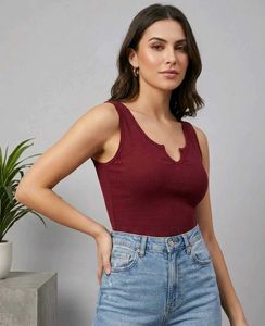 Ribbed Maroon Crop Top