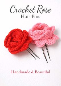 Handmade Crochet Rose Hair Pins