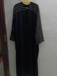 Elegant Black abhaya with white lines