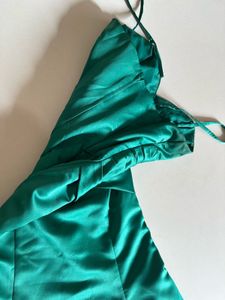 Emerald Green Satin Dress