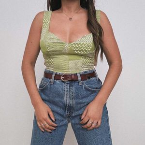 Green Patterned Crop Top