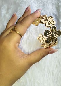 Gold Tone Flower Bracelet/ Handcuffs