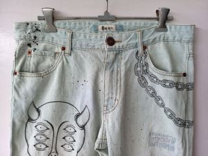 Hand Painted Distressed Jeans